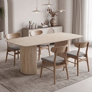 Τραπέζι Loosir pakoworld mdf-sandstone σε όψη τραβερτίνας 180x90x74εκ 096-000054