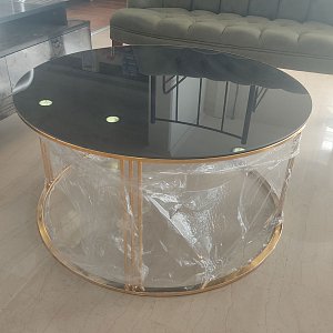 Τραπεζάκι Σαλονιού Ceren Χρυσό-Μαύρο 80x80x40 751-G3 951-027-0137