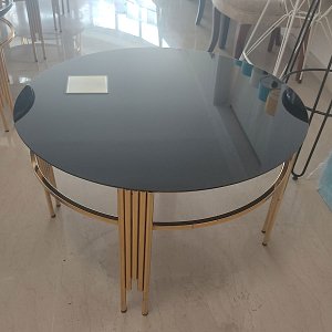 Τραπεζάκι Σαλονιού Sutun Χρυσό-Μαύρο 80x80x47.5 758-G3 951-027-0130