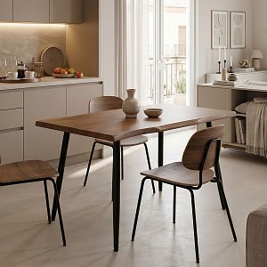 Τραπέζι Neve pakoworld MDF καρυδί-πόδι μεταλλικό μαύρο 120x80x75εκ 101-000024