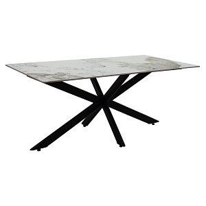 Τραπέζι Bethan pakoworld sintered stone λευκό μαρμάρου-μαύρο 180x90x75εκ 101-000067