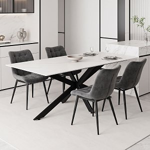 Τραπέζι Bethan pakoworld sintered stone λευκό-μαύρα μεταλλικά πόδια 180x90x75εκ 101-000128