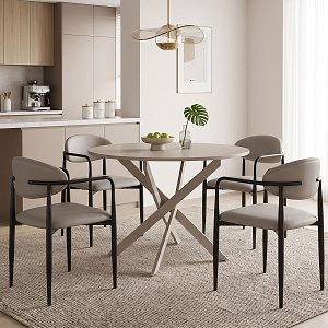 Τραπέζι Dammero pakoworld mdf κρεμ απόχρωση με πόδι κρεμ μέταλλο Φ100x75εκ 101-000114