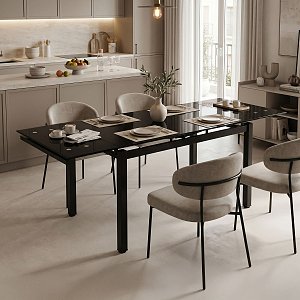Τραπέζι επεκτεινόμενο Finn pakoworld γυάλινο 8χιλ μαύρο 110-170x70x75εκ 101-000013