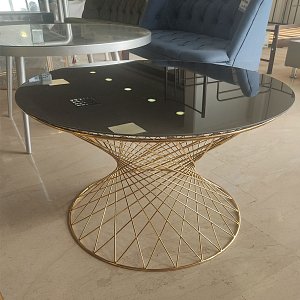 Τραπεζάκι Σαλονιού Pota Χρυσό-Μαύρο 80x80x46 754-G3 951-027-0126