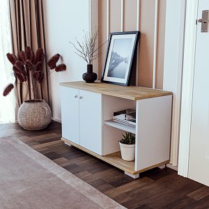 Έπιπλο εισόδου Deril pakoworld λευκό-sonoma 90x33x52.5εκ 120-000278
