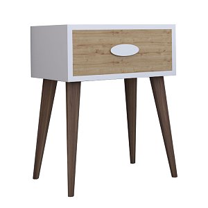 Κομοδίνο Laber pakoworld με ένα συρτάρι καρυδί-λευκό-sonoma 45x30x57.5εκ 120-000131