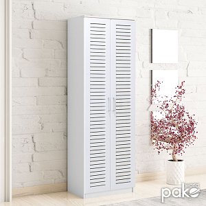 Παπουτσοθήκη-ντουλάπα SANTE pakoworld 21 ζευγών σε λευκή απόχρωση 60x37x183εκ 123-000028