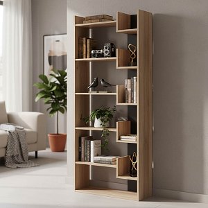 Βιβλιοθήκη Naya pakoworld sonoma-ανθρακί 72x30x182.5εκ 123-000153