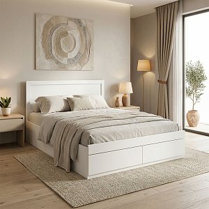 Κρεβάτι Olympus pakoworld με συρτάρι σε λευκή απόχρωση 140x200εκ 123-000251