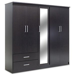 Ντουλάπα ρούχων πεντάφυλλη OLYMPUS pakoworld χρώμα wenge 198x57x183εκ 123-000047