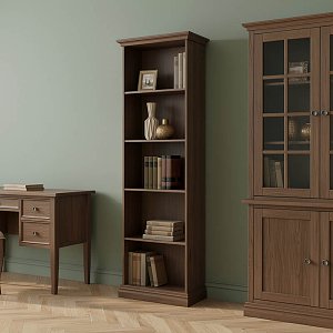 Βιβλιοθήκη Mozart pakoworld χρώμα καρυδί 60x34,5x202,5εκ 123-000126