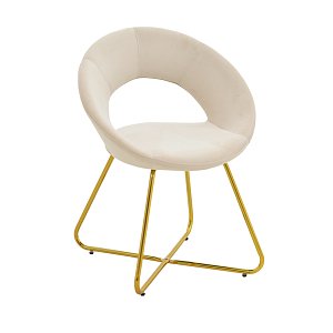 Καρέκλα Valentina pakoworld μπεζ βελούδο-χρυσό πόδι 65x60x82εκ 2τμχ 127-000168