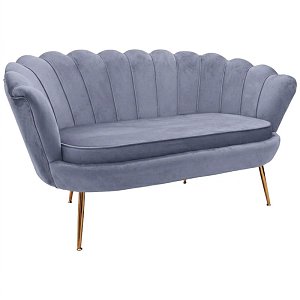 Καναπές 2θέσιος Daimon pakoworld βελούδο γκρι 134x70x77εκ 128-000005