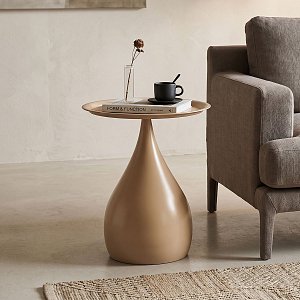 Βοηθητικό τραπέζι Samino pakoworld μέταλλο cappuccino Φ39x46εκ 128-000080