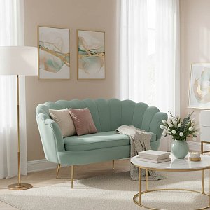 Καναπές 2θέσιος Daimon pakoworld βελούδο σε φυστικί απόχρωση 134x70x77εκ 128-000045