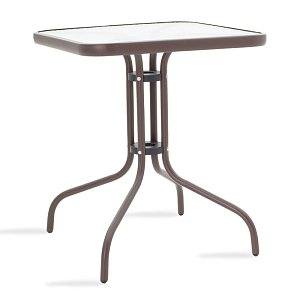 Τραπέζι Watson pakoworld μέταλλο καφέ-γυαλί 60x60x70εκ 130-000005
