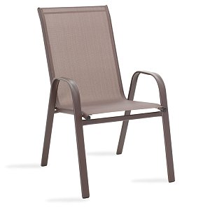 Πολυθρόνα Calan pakoworld μέταλλο σκούρo καφέ-textilene καφέ 54x74x91εκ 130-000011