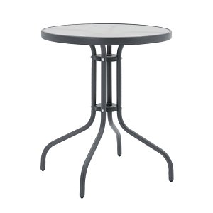 Τραπέζι Watson pakoworld μέταλλο ανθρακί-γυαλί Φ60x70εκ 130-000030
