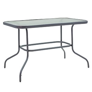 Τραπέζι Valor pakoworld μέταλλο ανθρακί-γυαλί 110x60x70εκ 130-000035