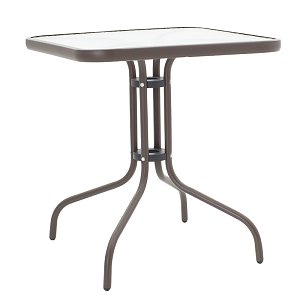 Τραπέζι Watson pakoworld μέταλλο καφέ-γυαλί 70x70x70εκ 130-000032