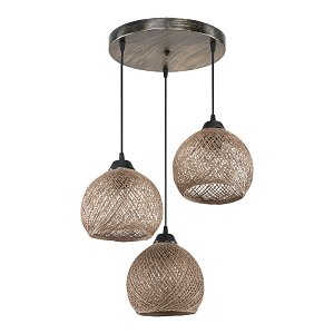 Φωτιστικό οροφής τρίφωτο PWL-1121 pakoworld Ε27 καφέ Φ40x75εκ 147-000068