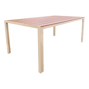 Τραπέζι Nares pakoworld σαμπανί αλουμίνιο plywood σε φυσική απόχρωση 140x80x72.5εκ 152-000106