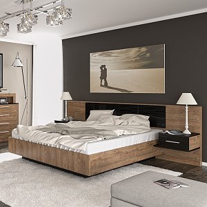 Κρεβάτι Romilly pakoworld μαύρο gloss-καρυδί 160x200εκ 173-000012