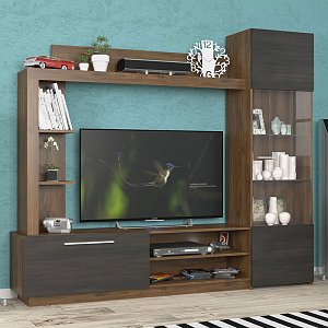 Σύνθετο σαλονιού June pakoworld καρυδί-wenge 204x35x177εκ 173-000020
