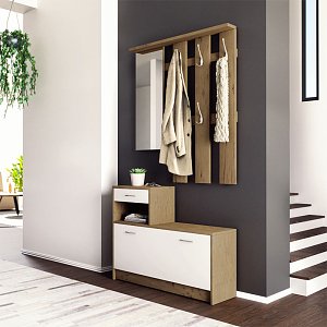 Έπιπλο εισόδου Jamie pakoworld καρυδί-λευκό 100x27,5x187εκ 173-000022