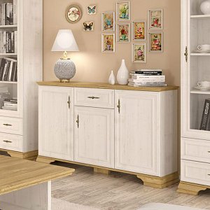 Μπουφές Jaden pakoworld golden oak-λευκό antique 137,5x39x88,5εκ 173-000027