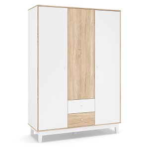 Ντουλάπα Awell pakoworld τρίφυλλη sonoma-λευκό 153.5x54.5x216εκ 173-000007