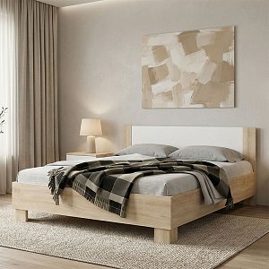 Κρεβάτι Geneva pakoworld φυσικό-λευκό 160x200εκ 173-000013