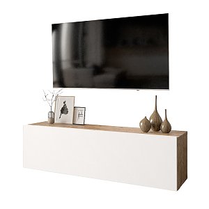 Έπιπλο τηλεόρασης επιτοίχιο Serit pakoworld λευκό-oak 100x31,5x29,5εκ 176-000006
