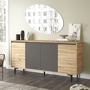 Μπουφές Augusta pakoworld oak-ανθρακί 160x40x78.5εκ 176-000036