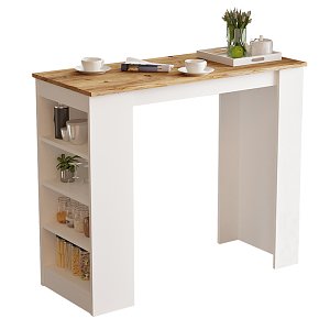 Τραπέζι μπαρ Riff pakoworld λευκό-oak 120x51.5x101.5εκ 176-000052