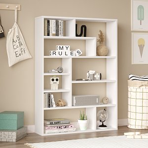 Βιβλιοθήκη Decora pakoworld σε λευκη απόχρωση 90x22x123.6εκ 176-000205