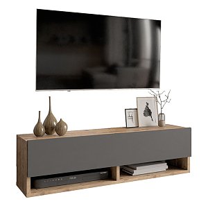 Έπιπλο τηλεόρασης επιτοίχιο Roscoe pakoworld ανθρακί-oak 100x31,5x29εκ 176-000022
