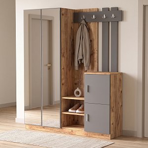 Έπιπλο εισόδου Doorse pakoworld μελαμίνης ανθρακί-oak 147.5x35x180εκ 176-000129