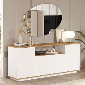 Μπουφές Placefol pakoworld μελαμίνης λευκό-φυσικό 180x44.5x75εκ 176-000137