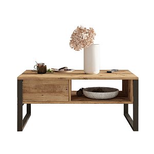 Τραπέζι σαλονιού Honora pakoworld oak-μαύρο 100x60x44,5εκ 176-000009