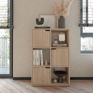 Βιβλιοθήκη Bookel pakoworld μελαμίνης σε sonoma απόχρωση 59.5x27.5x89εκ 184-000101