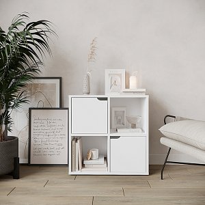 Βιβλιοθήκη Bookel pakoworld σε λευκή απόχρωση 59.6x27.5x60.4εκ 184-000115