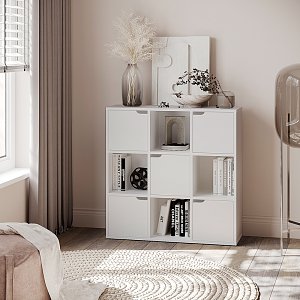 Βιβλιοθήκη Bookel pakoworld σε λευκή απόχρωση 88.5x27.5x89.3εκ 184-000113