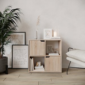 Βιβλιοθήκη Bookel pakoworld σε sonoma απόχρωση 59.6x27.5x60.4εκ 184-000114