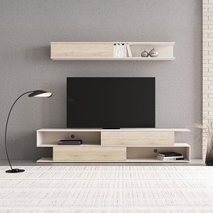 Σύνθετο σαλονιού Brick pakoworld σε sonoma oak-κρεμ απόχρωση 240x40x50.4εκ 192-000045