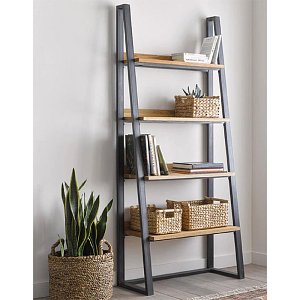 Βιβλιοθήκη Ryder pakoworld καρυδί-μαύρο 75x36x185εκ 197-000064