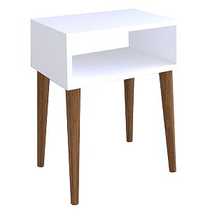 Κομοδίνο Hank pakoworld λευκό-καρυδί 45x30x60εκ 197-000125