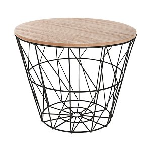 Βοηθητικό τραπέζι σαλονιού Jacot oak-μαύρο Φ38x30,5εκ 199-000097
