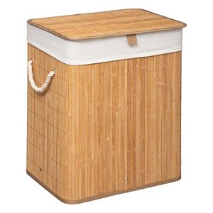 Καλάθι απλύτων Natural pakoworld χρώμα φυσικό-λευκό 40x30x50εκ 199-000056